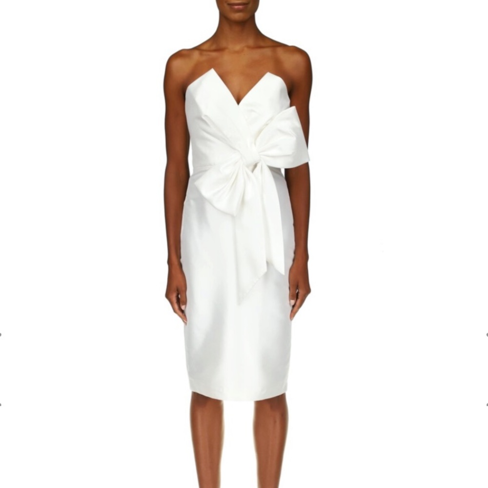BADGLEY MISCHKA Strapless front bow dress